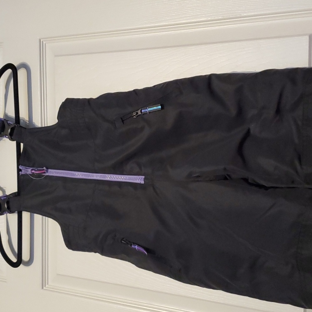 Champion Girls Snow Bib - Black With Purple Zipper